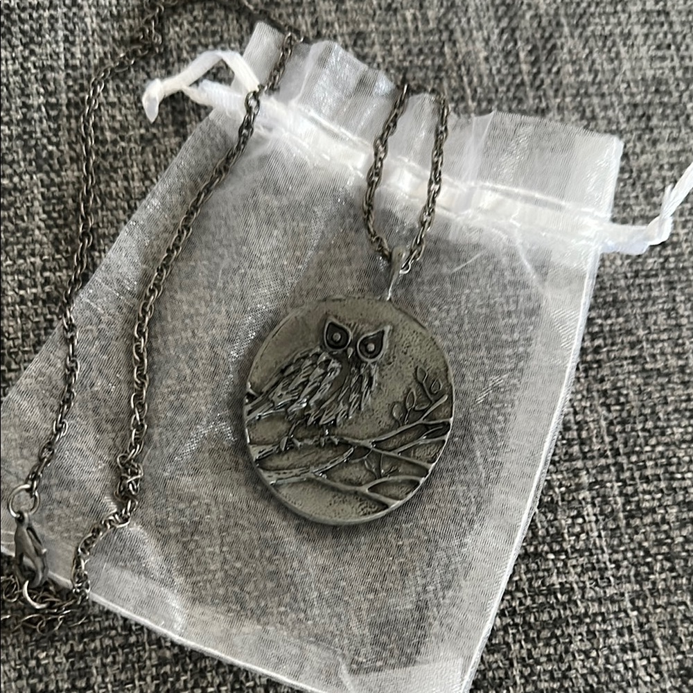 Plunder Owl Pendant Necklace in Silver